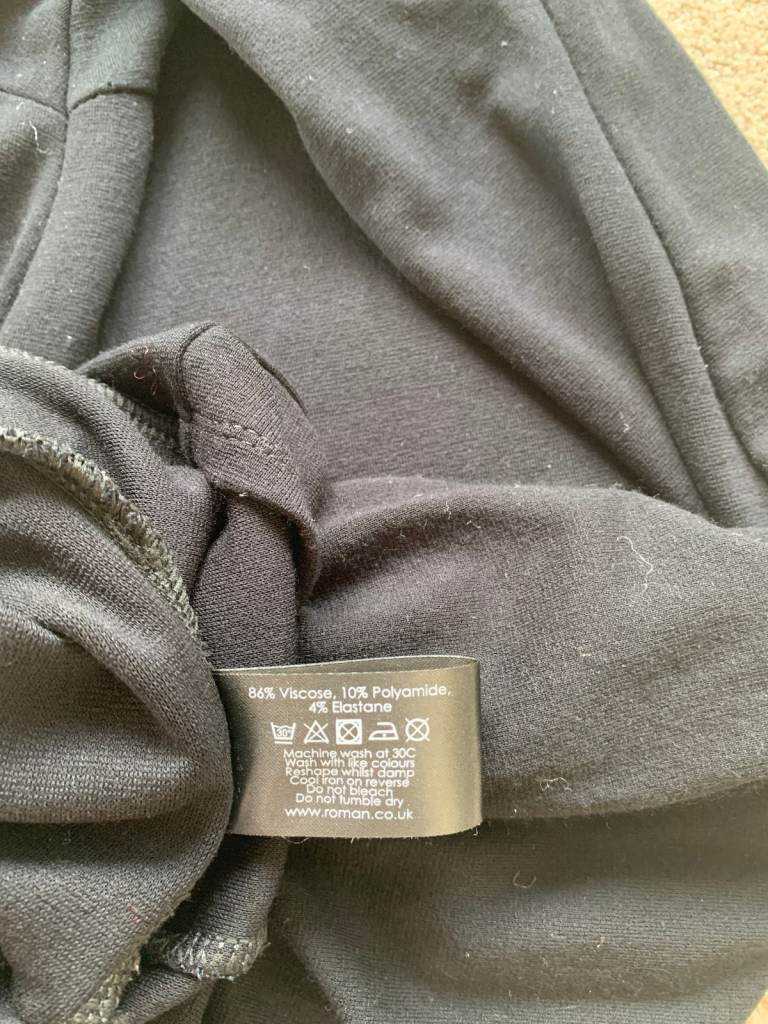 Black Pocket Stud Detail Slouch Dress from Roman UK size 16