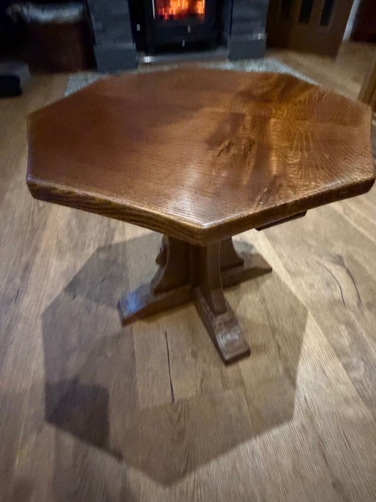 Mouseman hexagonal coffee table - very rare and hard to find in this original condition.