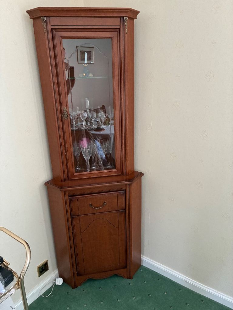 Solid Wood Corner Display Cabinet – Good Condition