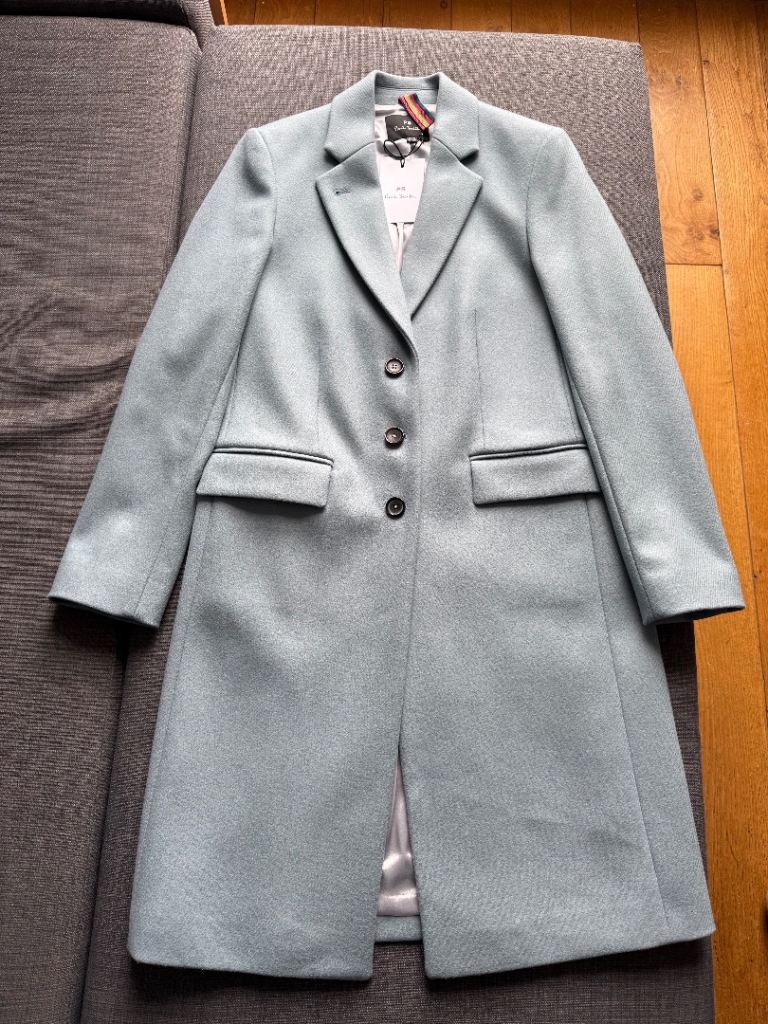 PS Paul Smith Wool & Cashmere Women’s Coat - Pale Blue - Size 38 - New with Tags