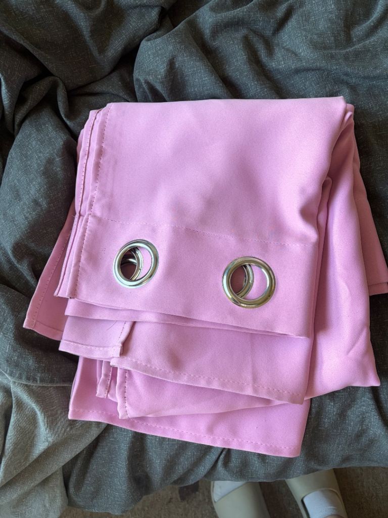 Pink blackout eyelet curtains