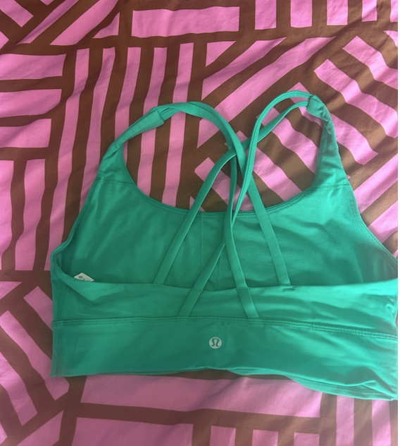 Lululemon cropped top with strappy back detail, UK size 12-14, bright green, £10