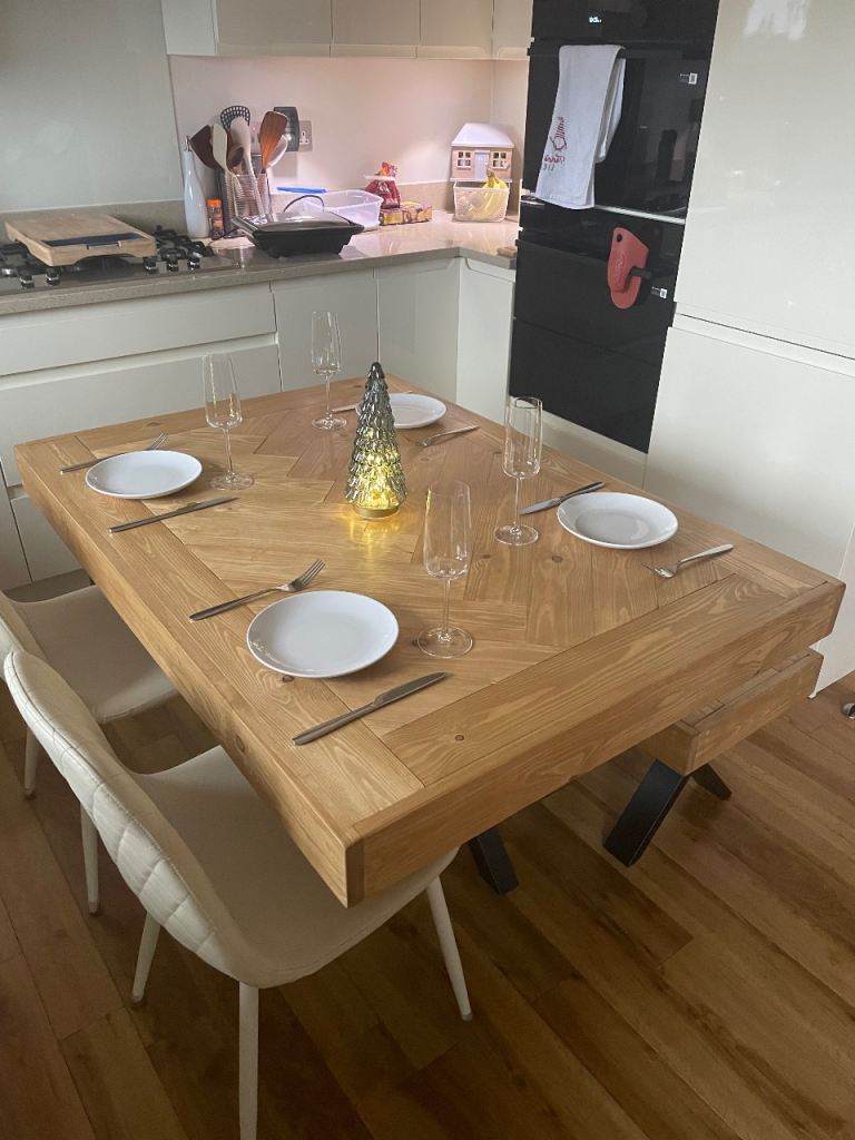 Solid Wood Dining Table with Bench