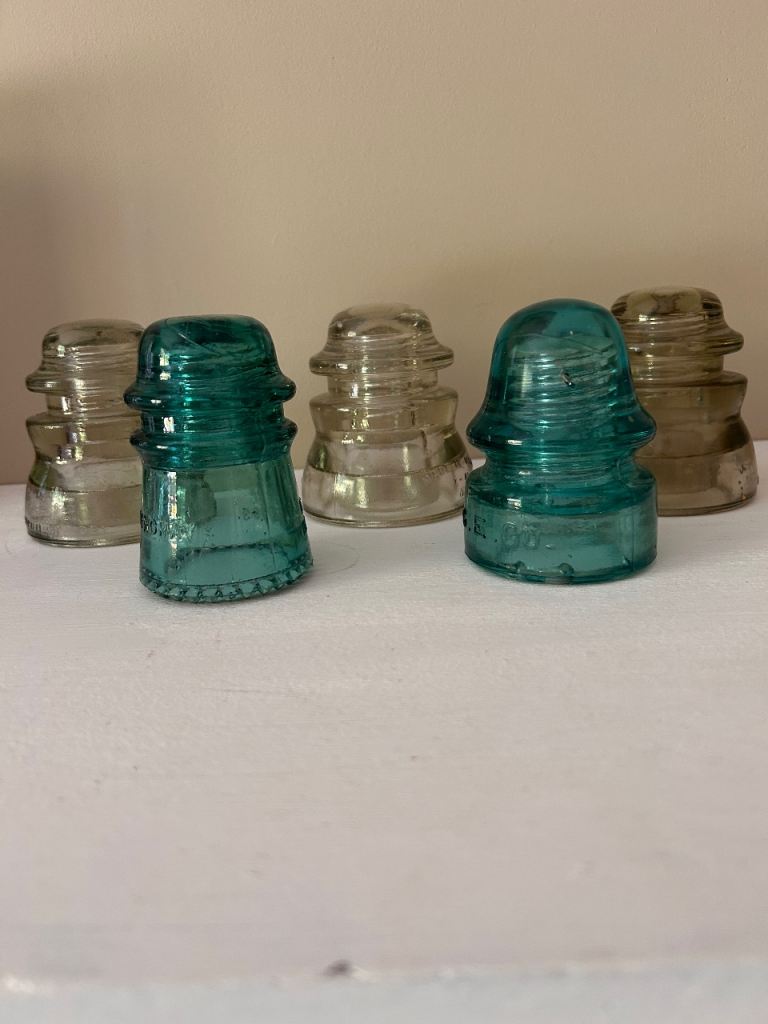 Collectable Vintage Glass Insulators - Mixed Colours Good Condition