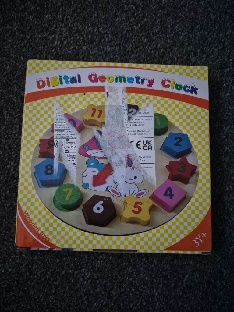 New Wooden Digital Geometry Clock Toy – Educational