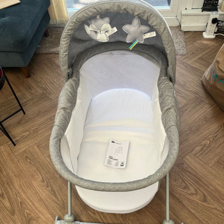 Kinderkraft Lovi Baby Cot / Bassinet – Grey, As Good As New