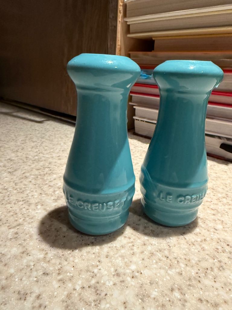 image for Blue Le Cruset Salt and Pepper Shakers