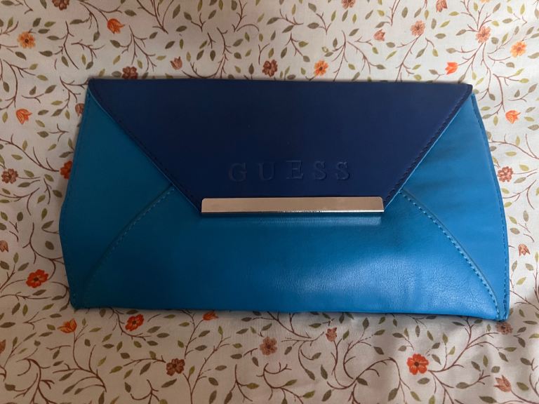 Guess blue clutch bag