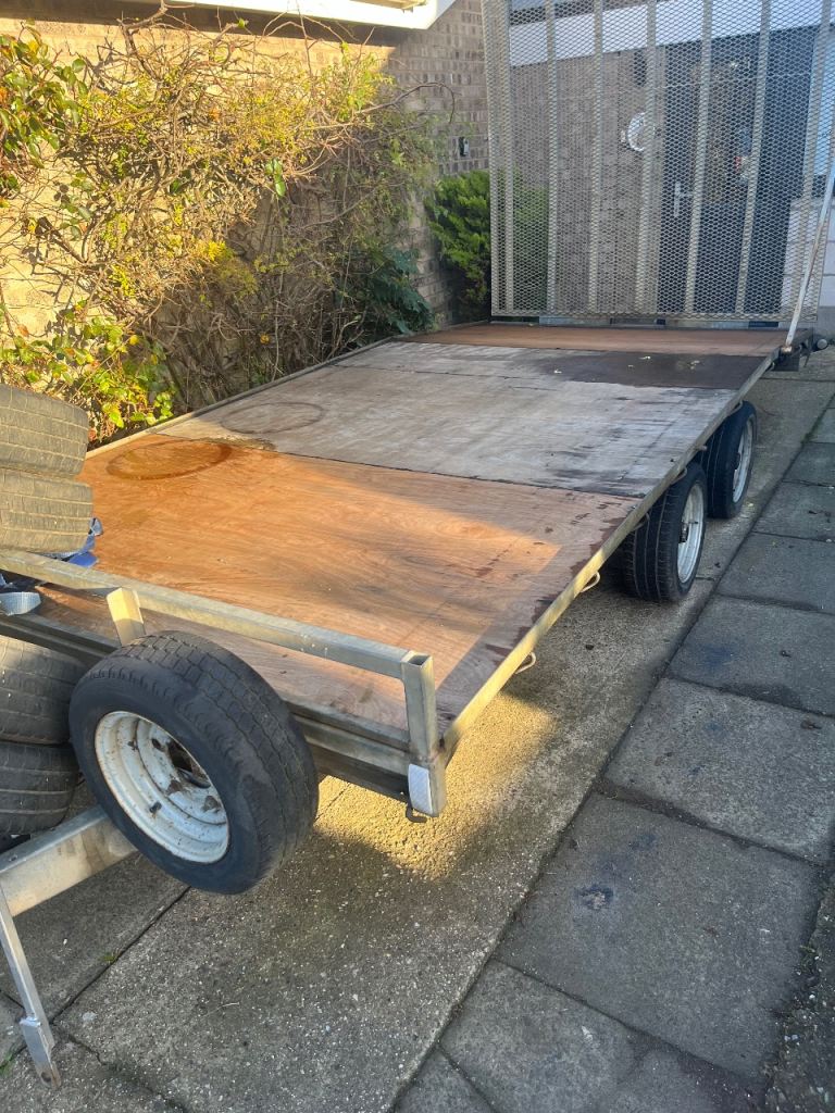 Car trailer with new boards and jockey wheel 