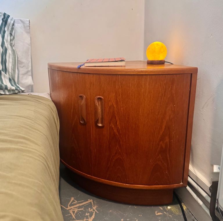 G Plan Teak Curved Corner Bedside Table 1960s Vintagey