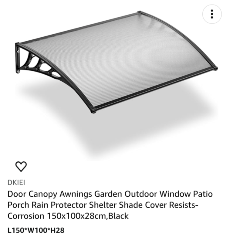 Large Over door canopy/porch/rain protector 150cm wide x 100cm deep