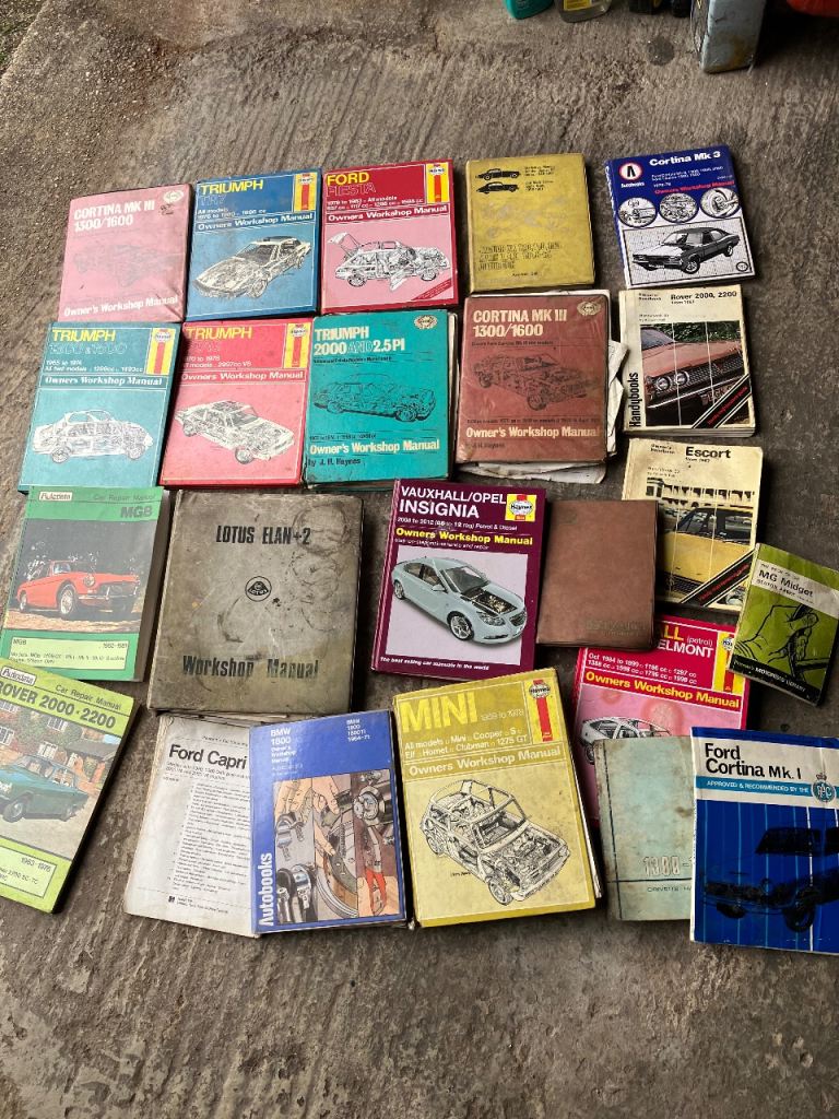 Collection of classic car manuals 