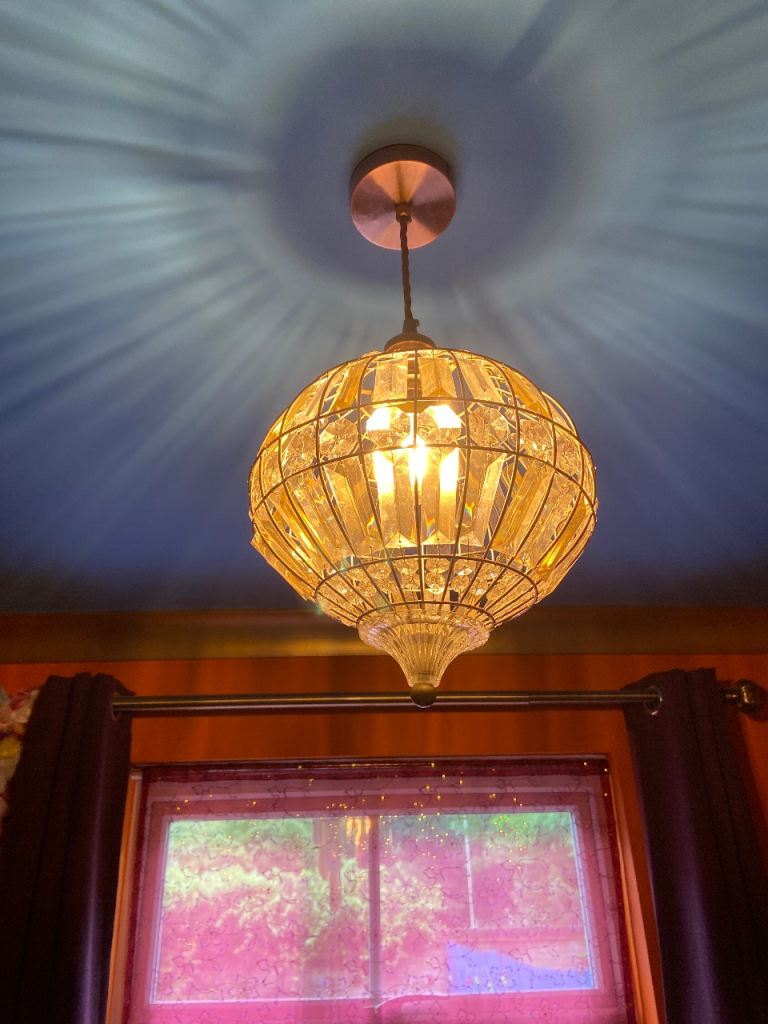 Chic Silver & Glass Ceiling Chandelier Light for sale - Excellent Condition