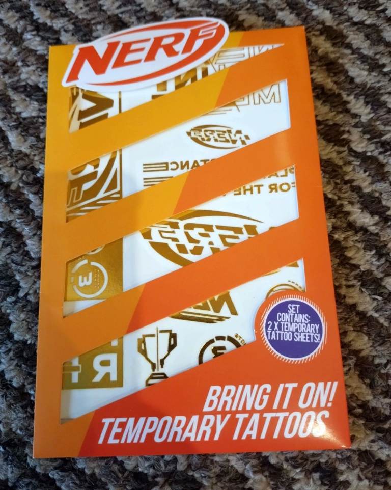 BNIB Nerf Bring It On! Temporary Tattoos