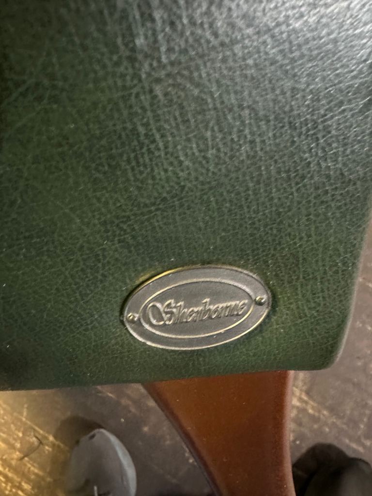 Superb green leather chesterfield Queen Anne armchair Uk delivery 