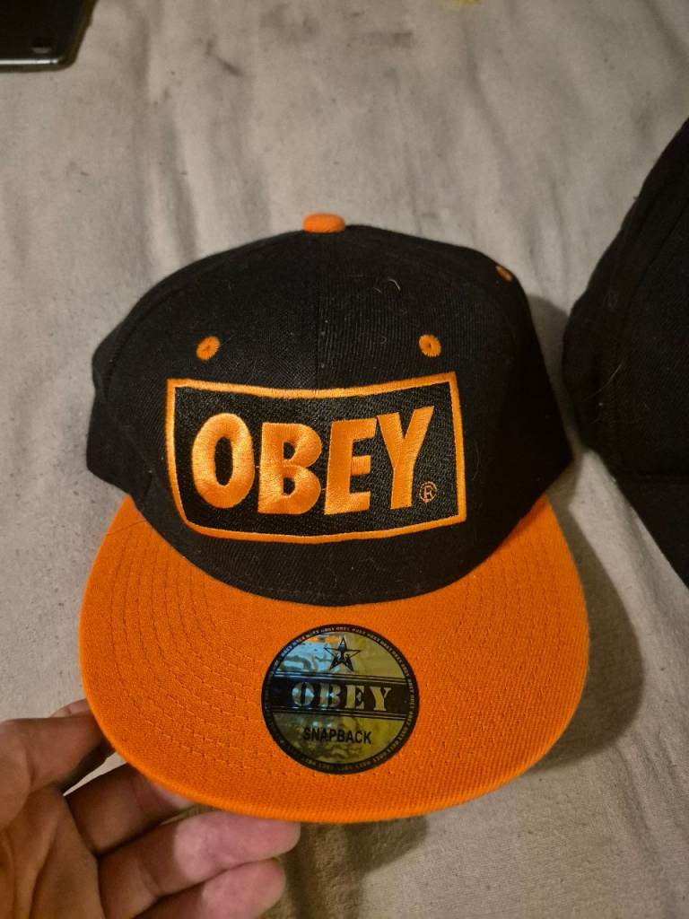 Obey Snapback Cap – Black and Orange, As Good As New