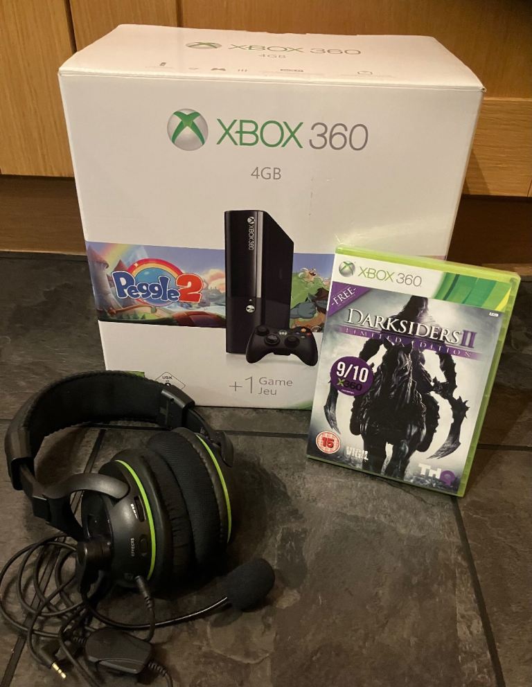 image for Xbox 360 (4GB) with Peggle 2 + Turtle Beach Ear Force X32 Headset and Game (New & Sealed) 