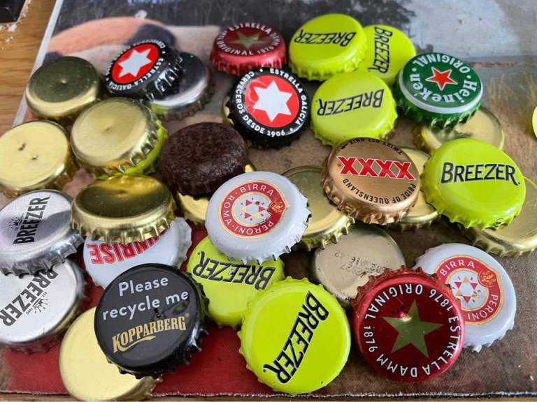 Approx 40 Used Metal Beer/Cider Bottle Tops