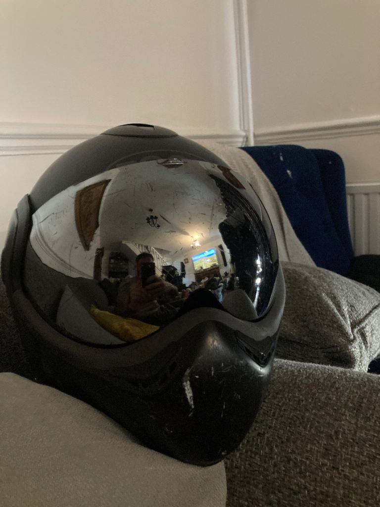 Roof boxxer open face black with mirror visor crash helmet 