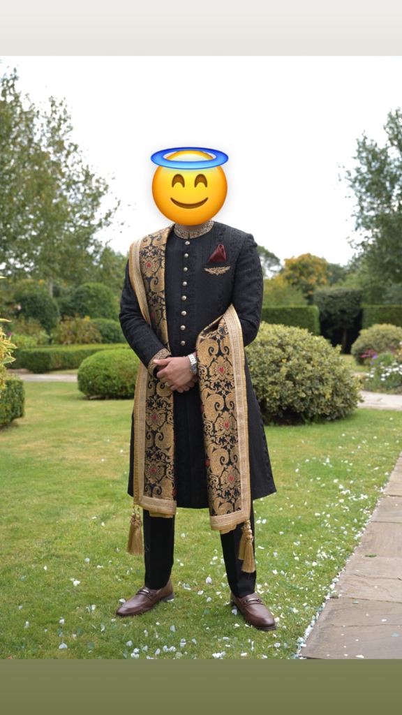 Wedding Black Mens Sherwani & Shawl