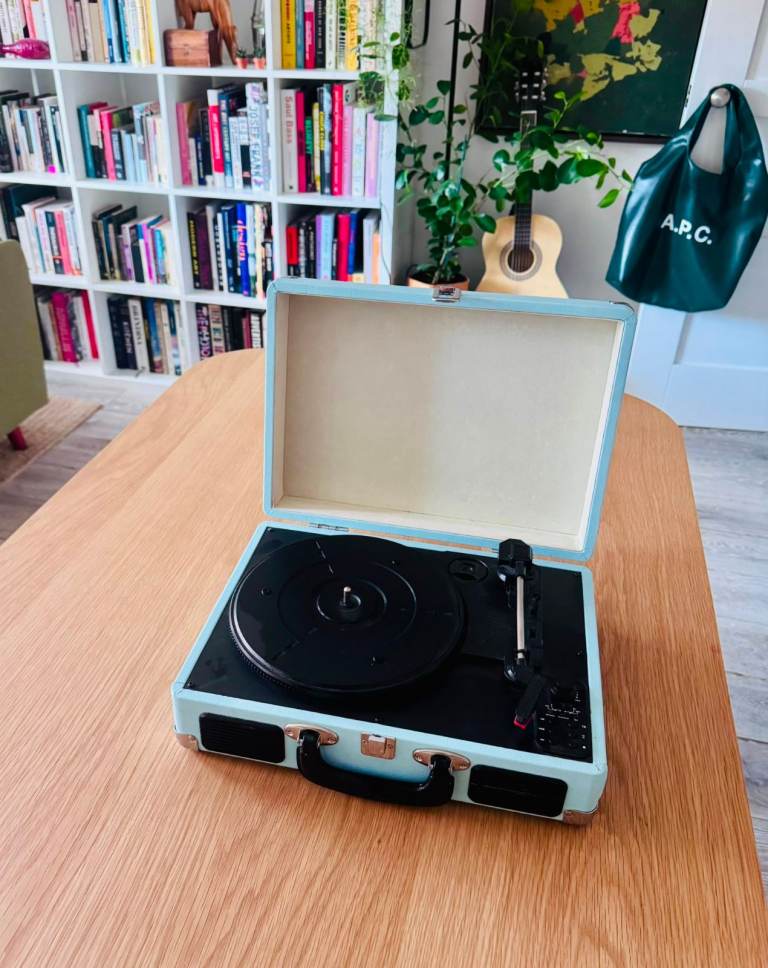 Portable Record Player Turntable Retro Suitcase Pale Blue Cocoon 