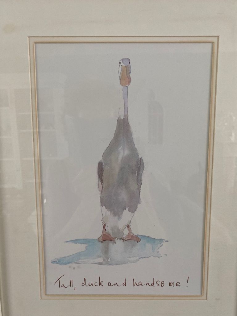 “TALL, DUCK AND HANDSOME” DUCK PRINT BY JEFFY SALT IN GLAZED FRAME