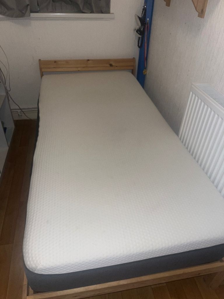 Emma Single Mattress + Wooden Bed Frame – £95 bundle – SE London