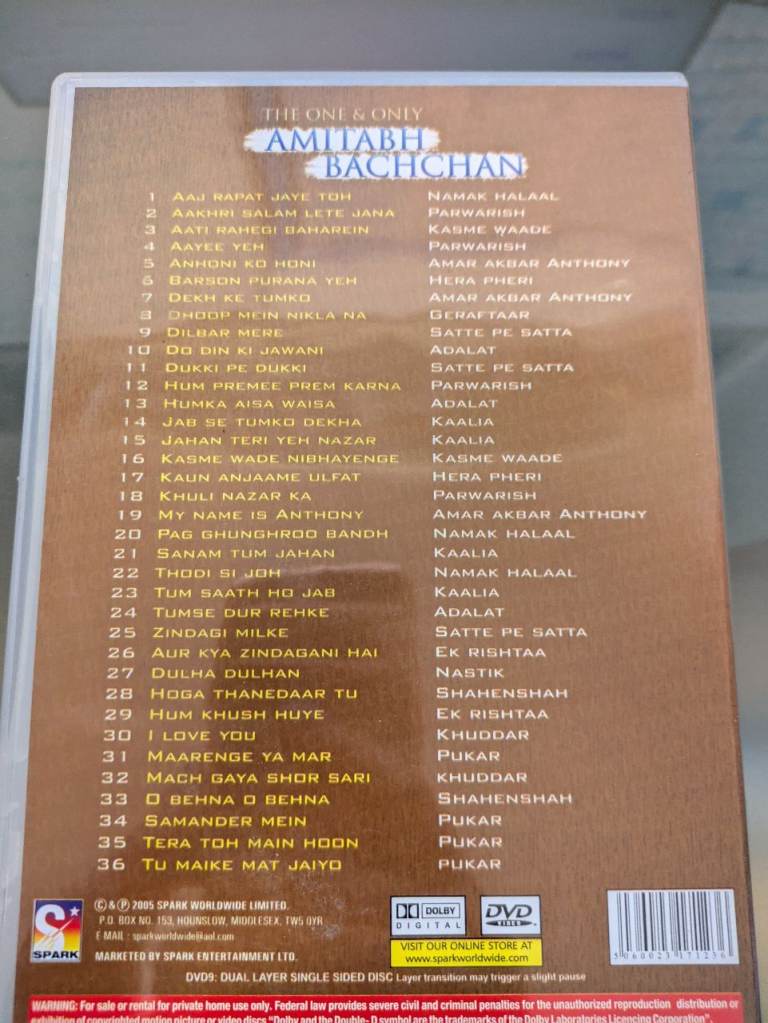  The One & Only Amitabh Bachchan 34 SONG ULTIMATE COLLECTION Hindi Blockbuster DVD