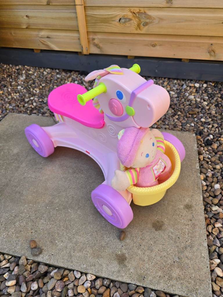 Pink Ride-On Toy Horse with Doll Seat – Good Condition