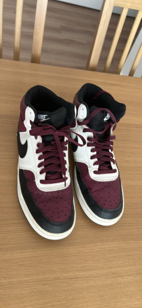 Nike Court Vision Mid Trainers - Burgundy & White