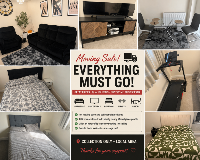 🚚 Moving Sale – Furniture, TVs, Beds, Treadmill & More – Everything Must Go!