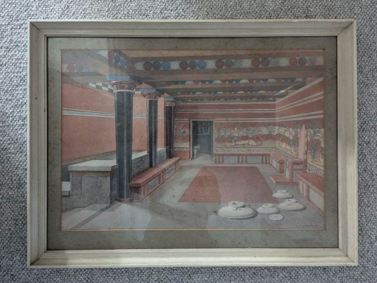 Framed coloured print of Knossos
