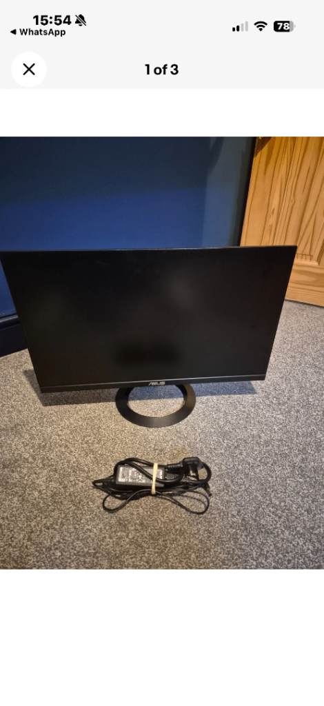 ASUS VZ249HE 23" Full HD LCD IPS Eye Care Monitor – Includes Power Cable & Stand