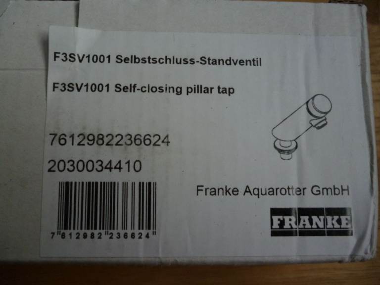 Franke-Self-Closing Pillar Tap for Pre Mixed Water F3SV1001-Chrome-NEW