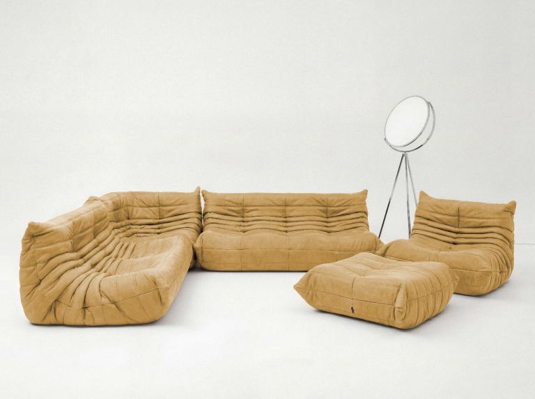  LIGNE ROSET 5 PIECE TOGO SOFA IN CURRY MICROFIBRE [946]