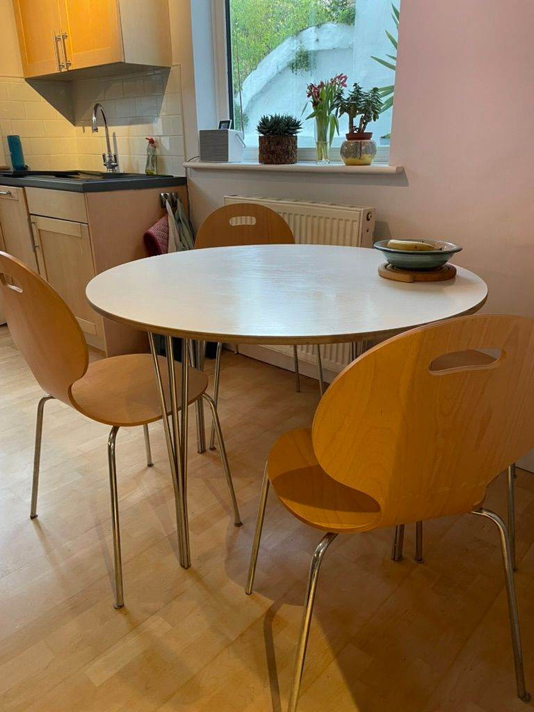 Dining Table - white wood top with metal legs