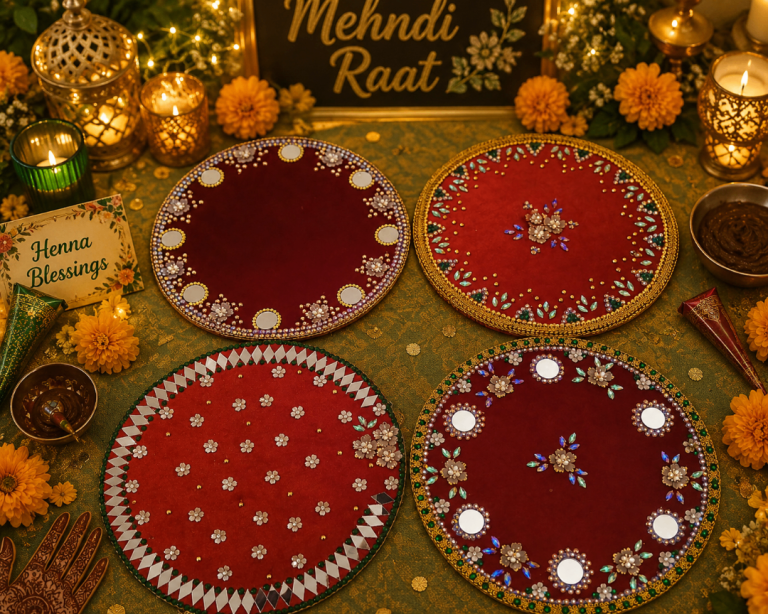 Red velvet mehndi plate