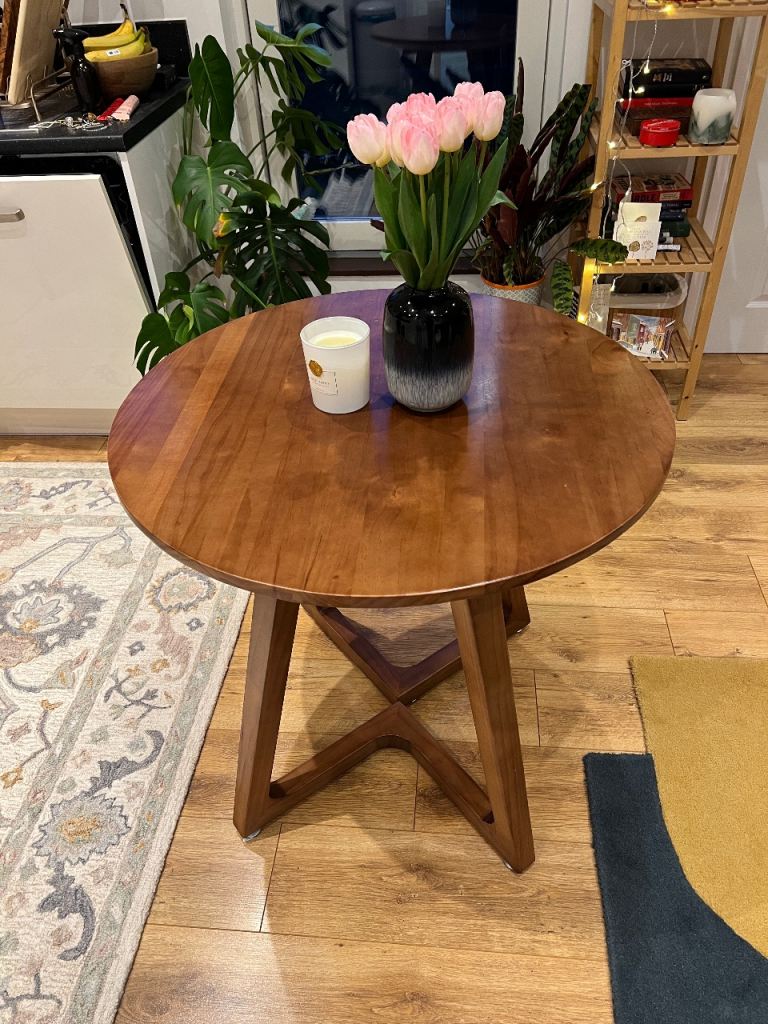 Solid wood acacia round dining table 80cm