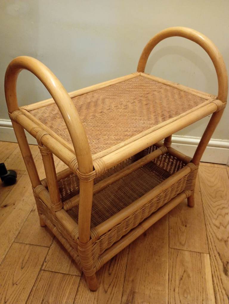 image for Small rattan and bamboo side table