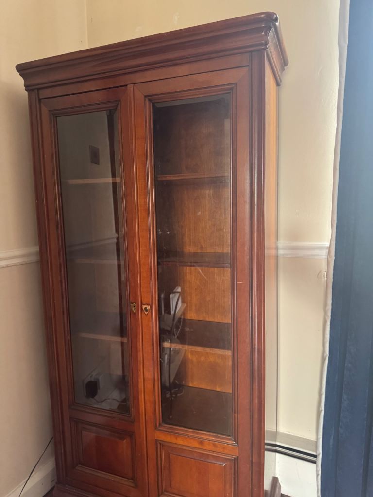 Wooden Display Cabinet with Glass Doors – Good Condition