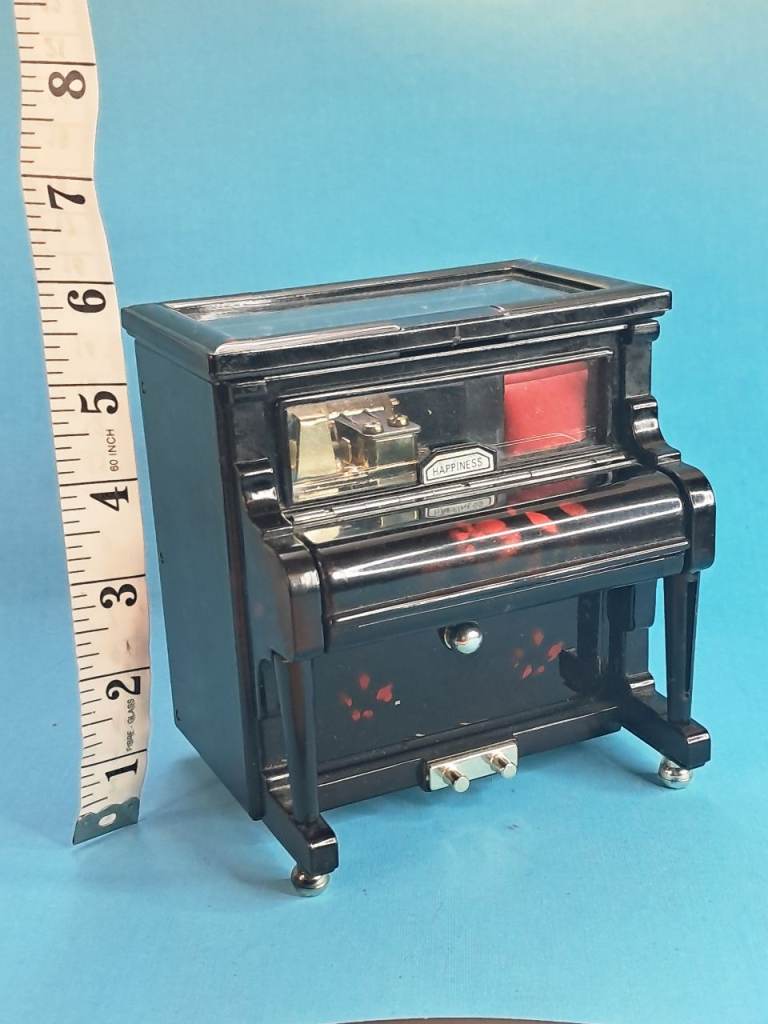 Vintage Piano Musical Jewellery Box – Black, Good Condition