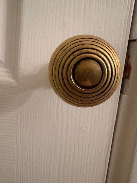 16 pairs of solid aged brass Beehive door knobs