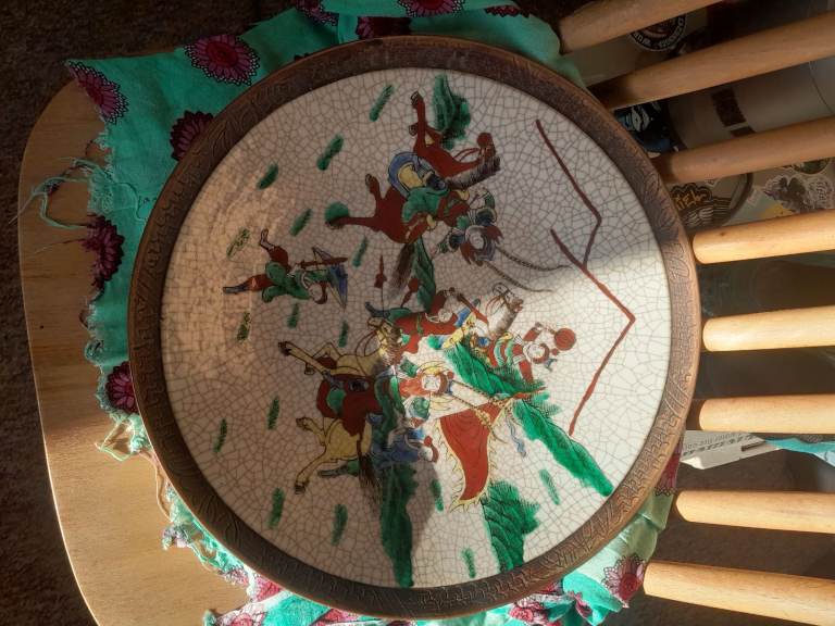 Chinese Crackle Glazed Ceramic Charger.