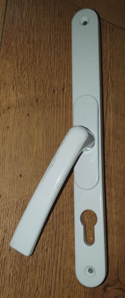 uPVC White Lock Door Handle Heavy Duty used 290mm 29cm x 30mm