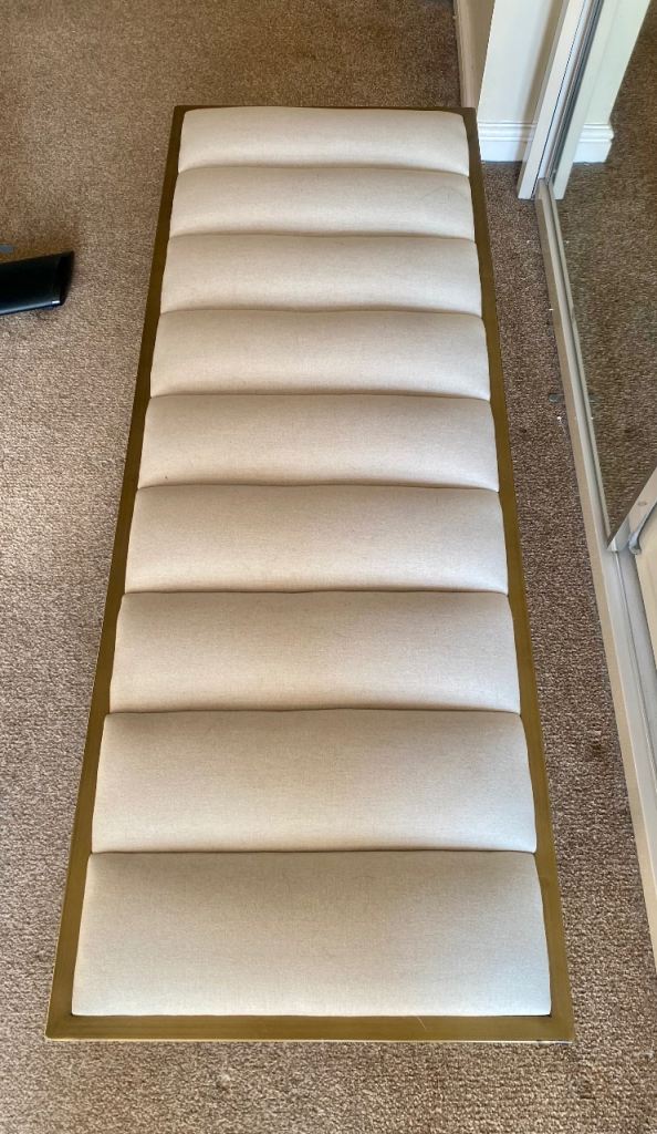 Stylish Gold Frame Bench with Cream Padded Seat