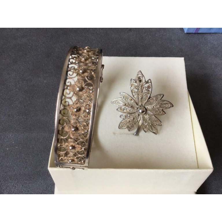 Bangle and brooch silver