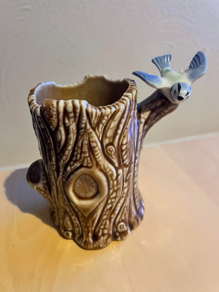 VGC VINTAGE WADE POTTERY Blue Tit Bird Posy Vase