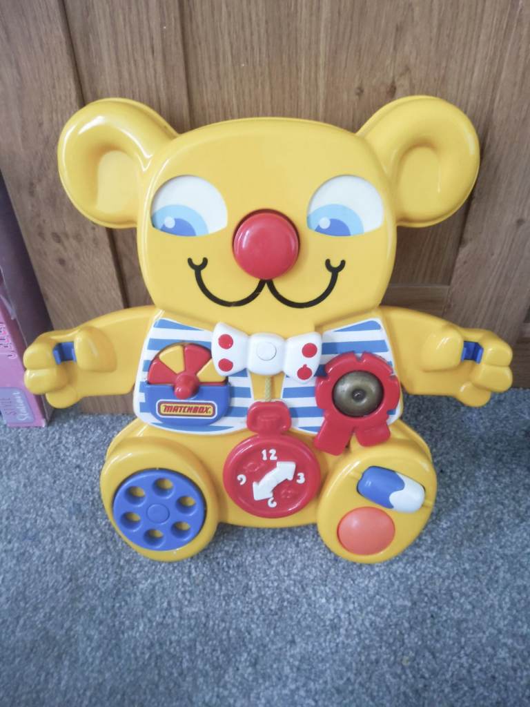 Vintage 1982 matchbox yellow teddy bear cot activity toy