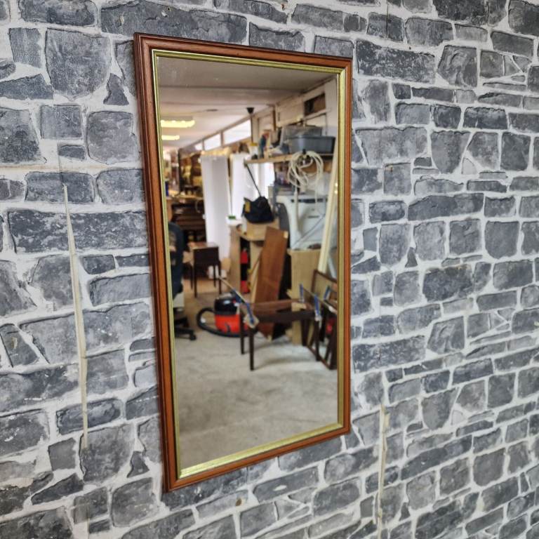 Vintage-Style Wood and Gilt Rectangular Wall Mirror