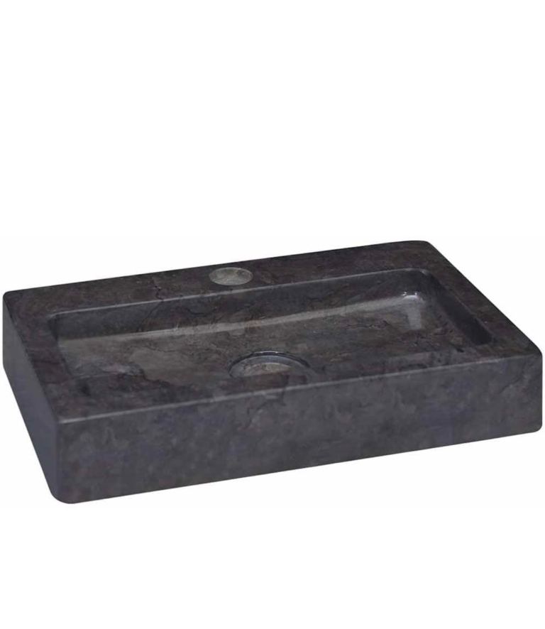 Marble Sink- Wall-Mounted/Countertop Basin in Black,